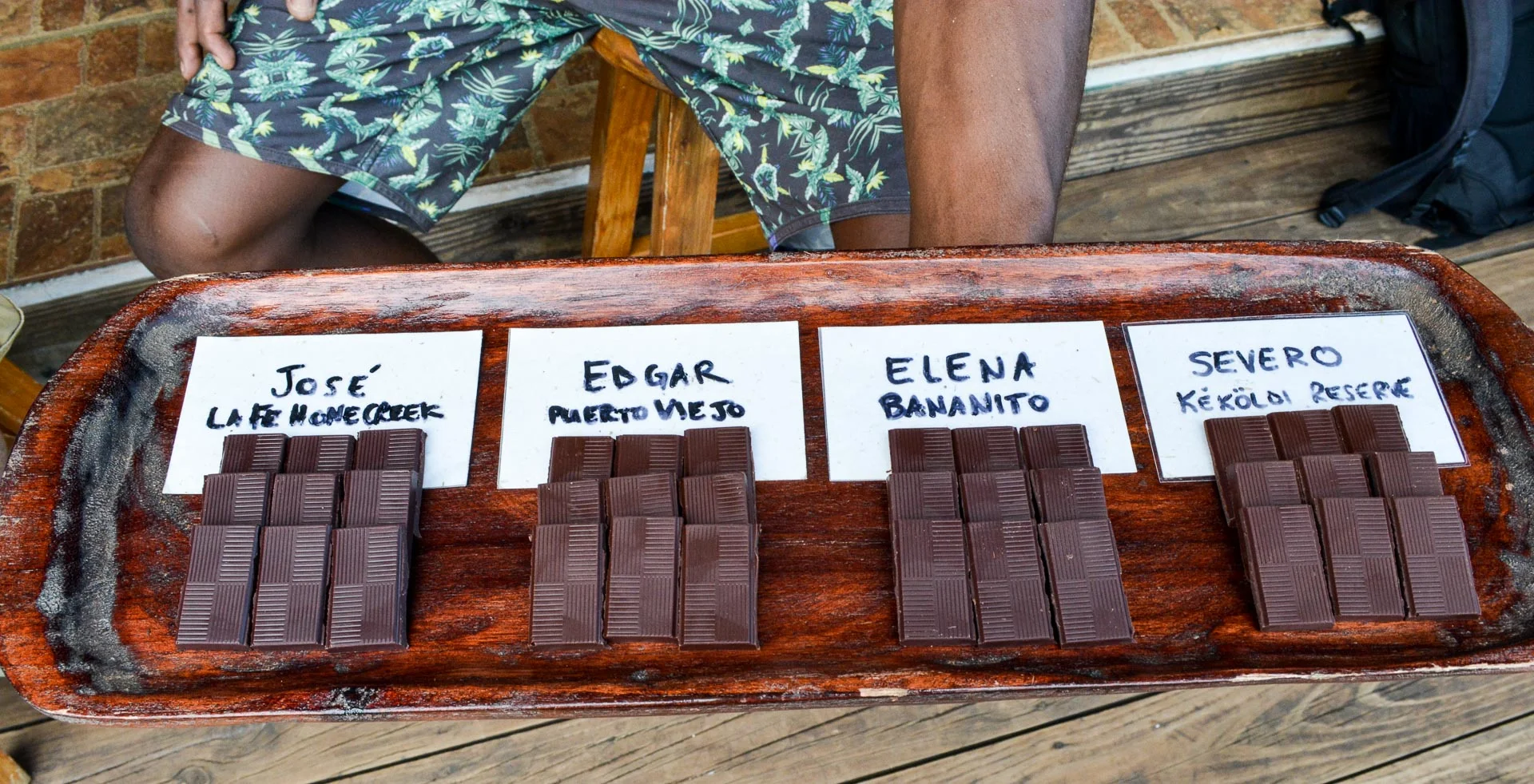 Chocolates with the same amount of sugar and processing--the only difference was the farm they came from and how the beans were fermented and dried. This taught us that not every cacao bean makes the same chocolate