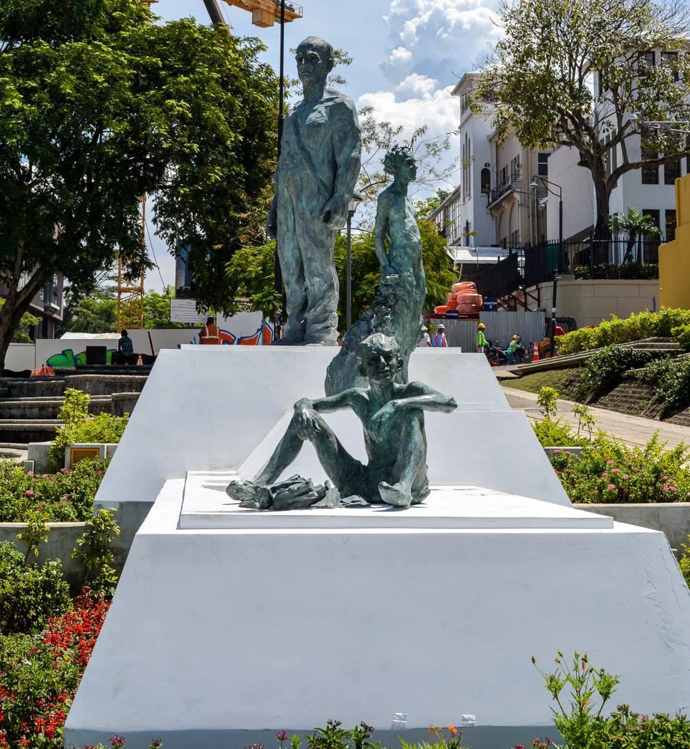 Sculpture depicting a boy growing up