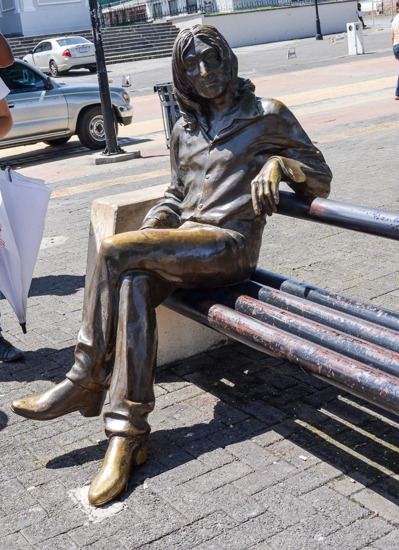 The controversial John Lennon statue was placed in the same area where locals burned Beatles merchandise in 1966 after John Lennon made a comment that the Beatles were "more popular than Jesus."