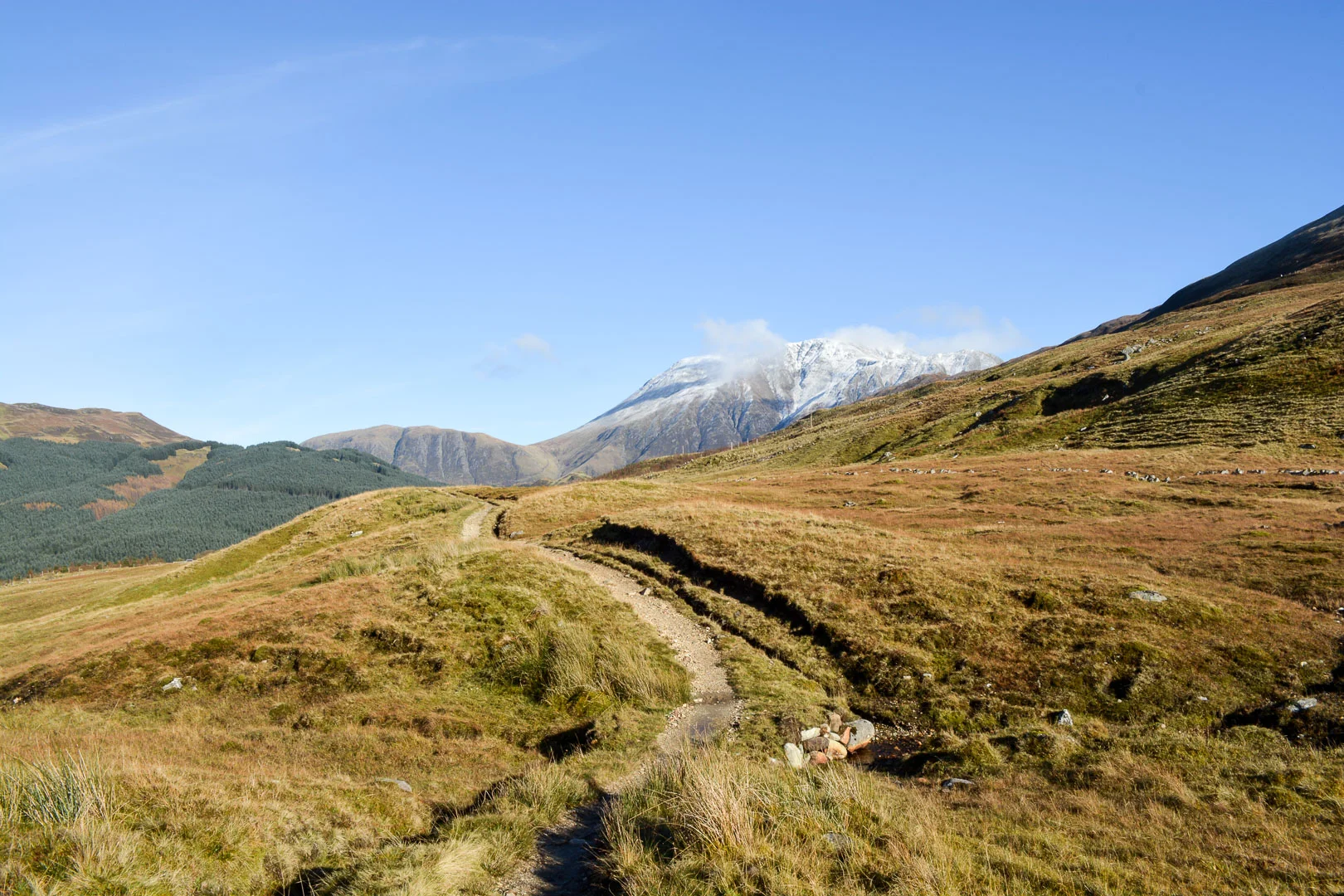 The white capped Ben Nevis tallest mountain in the UK