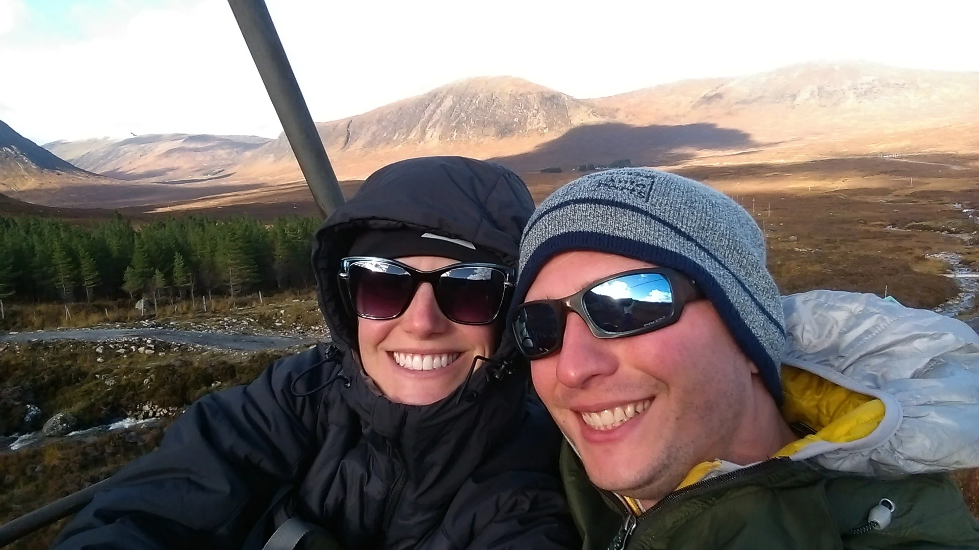 Riding the chair lift and braving the cold!