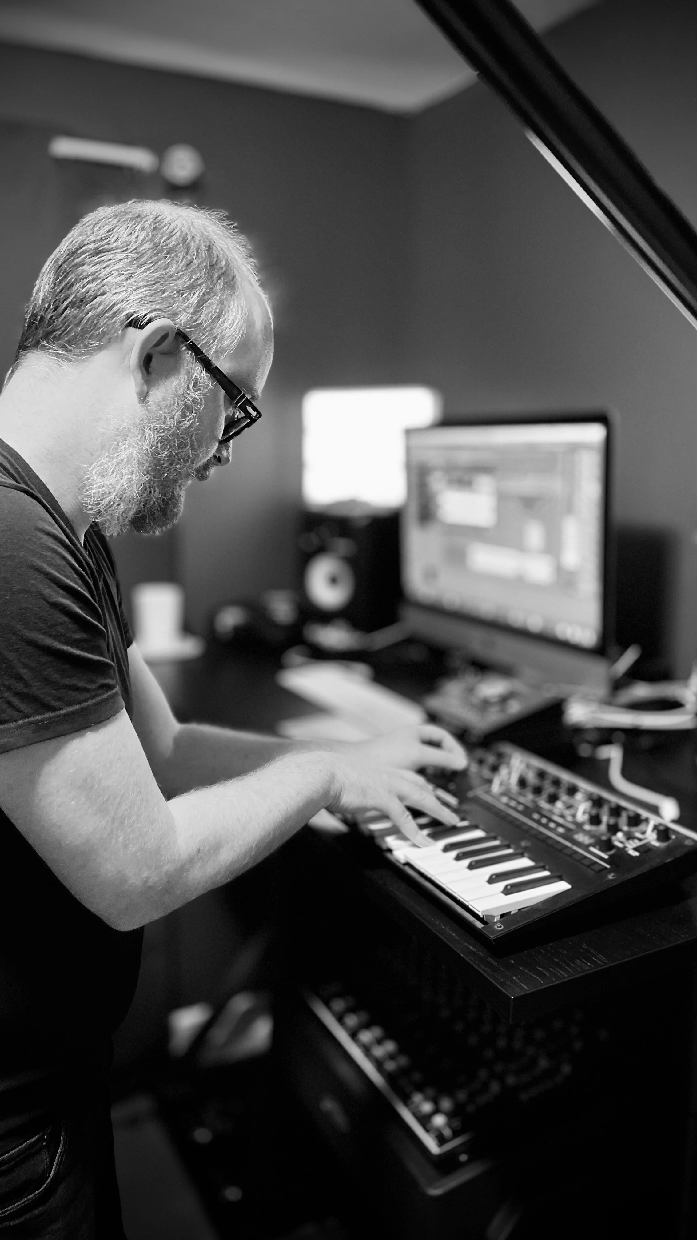  Michael playing a Korg Monologue during the recording of the Gilded Chandelier EP in September 2022. 