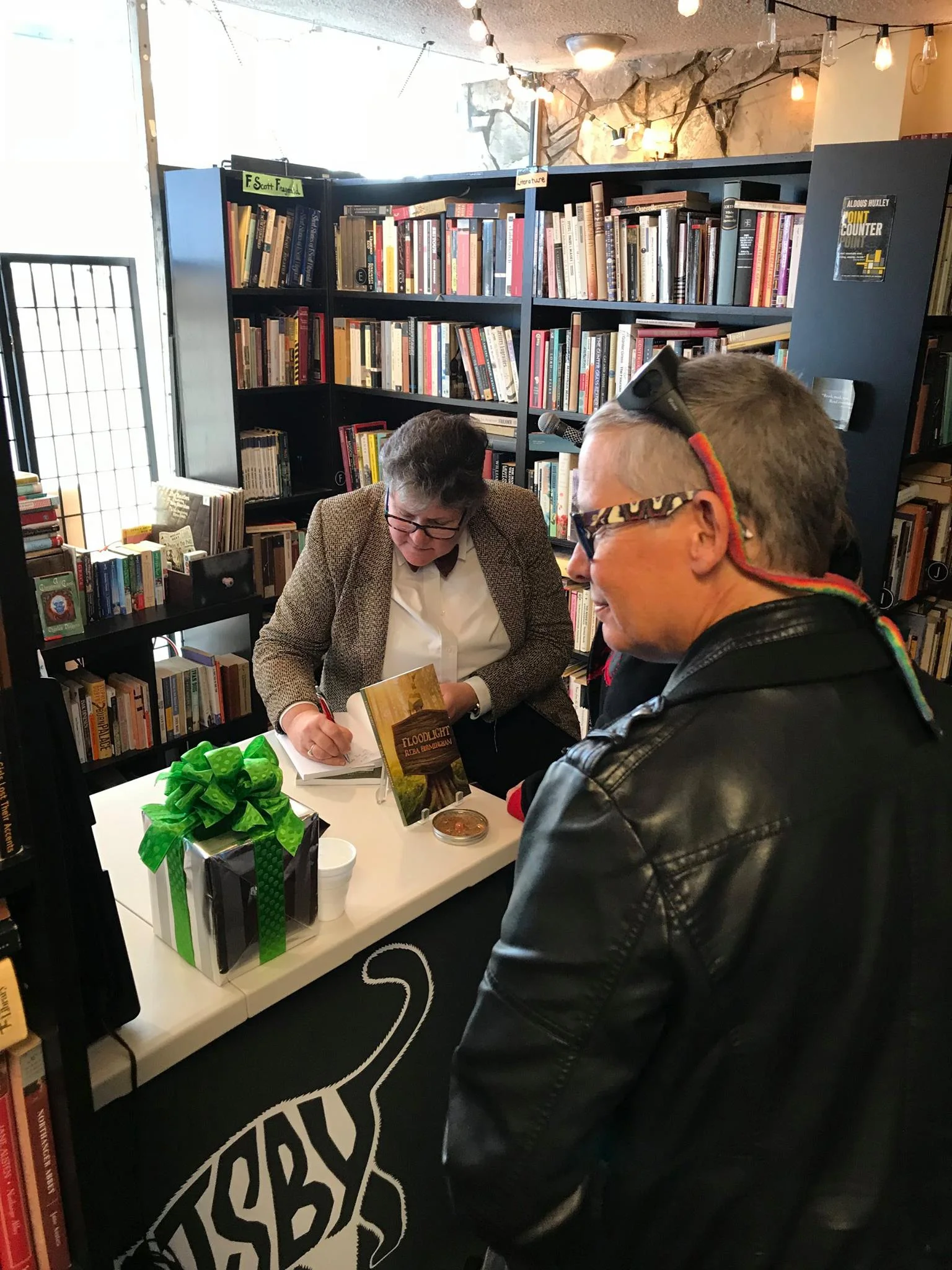 Reba Birmingham signing books at Gatsby Books bookstore in Long Beach, California