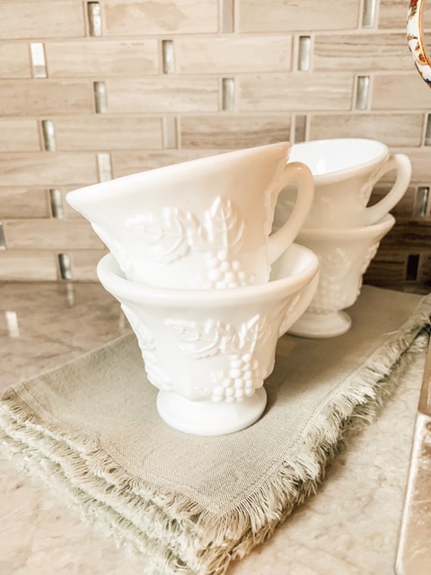 Milk glass tea cups ($0.99/each)