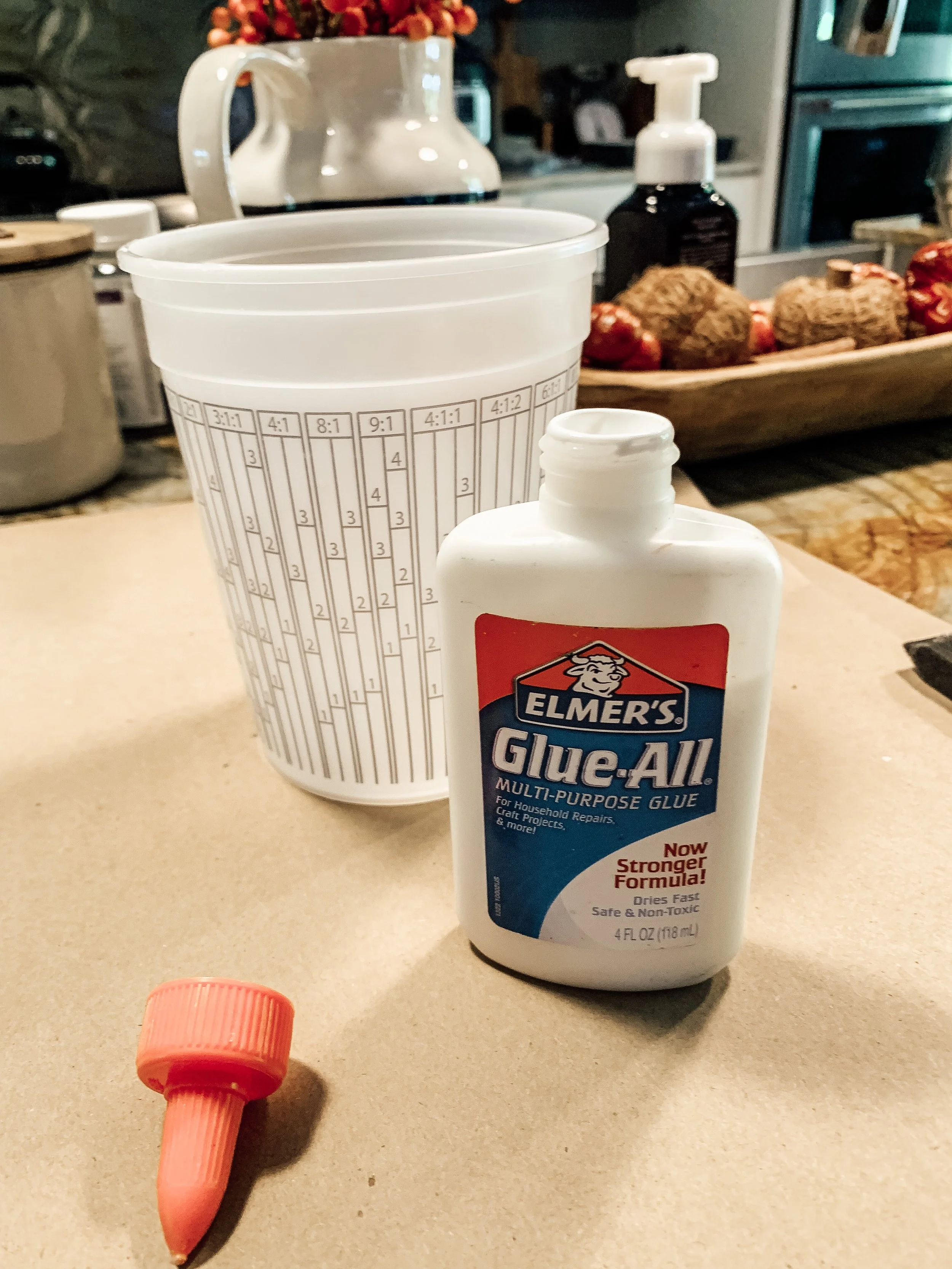 Mix glue and water to make a water glue mixture