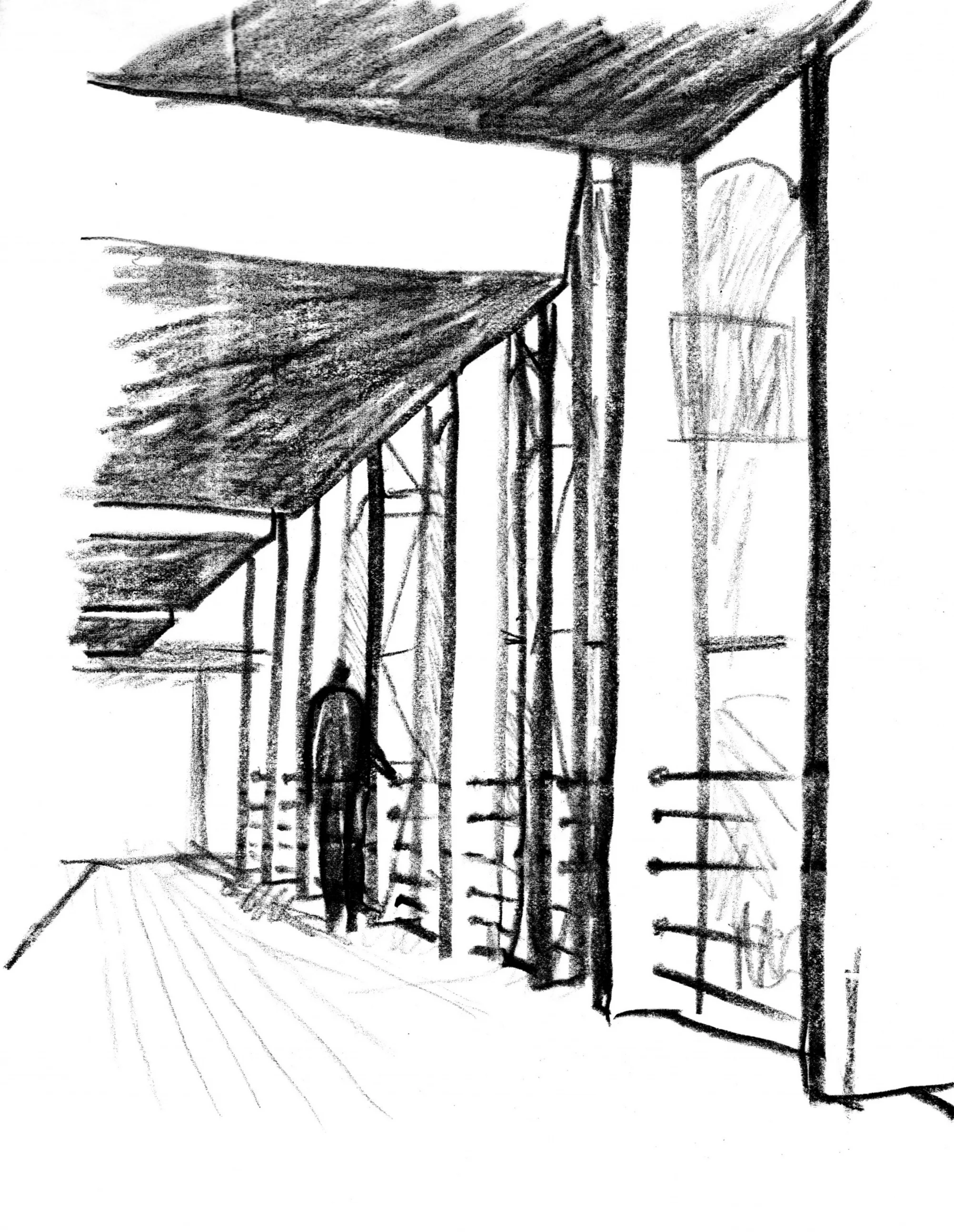 COURTYARD CIRCULATION / China Marker and Pencil Sketch