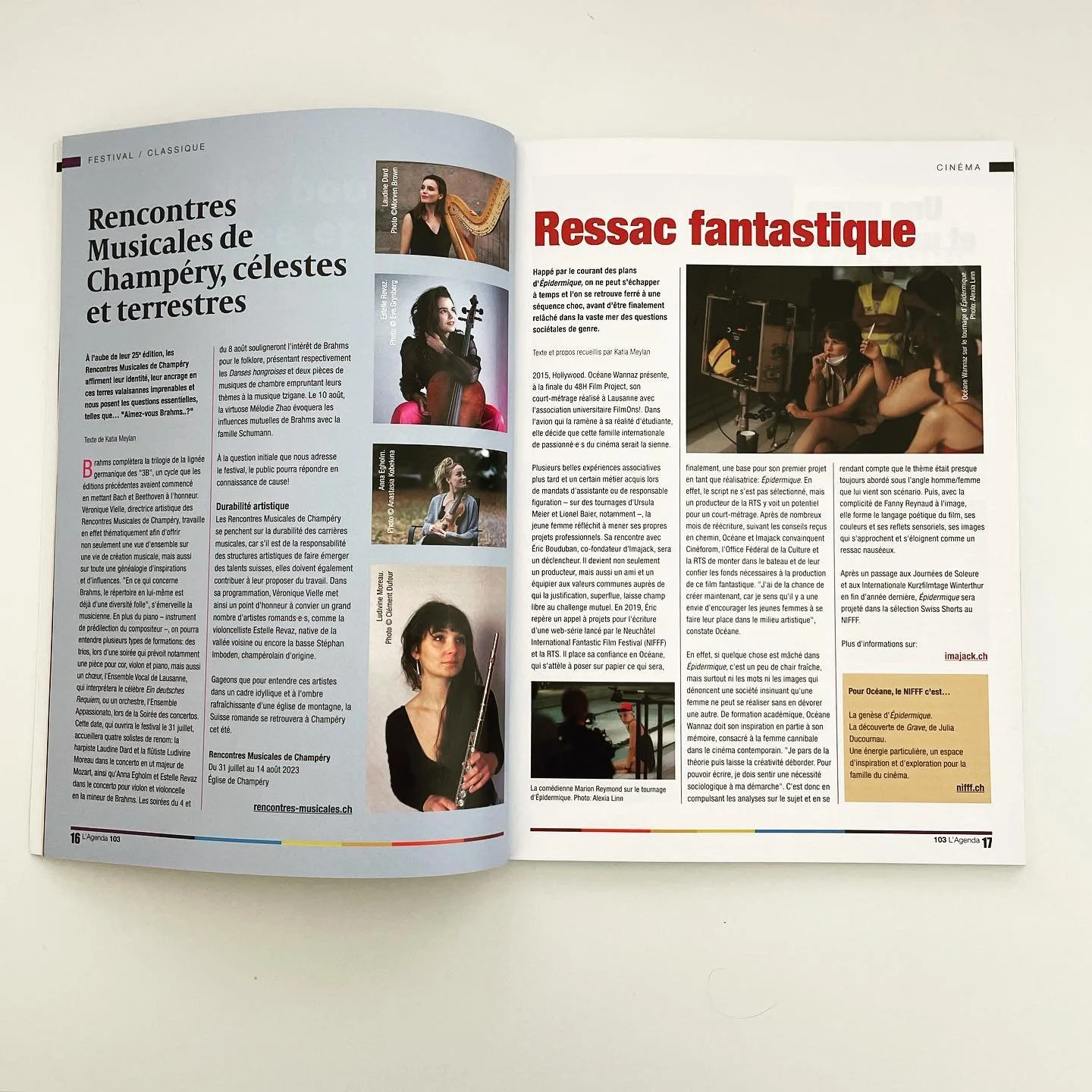 🗞️ Merci &agrave; @revuelagenda et @katia.meylan pour ce bel article sur Oc&eacute;ane Wannaz et son film &laquo;&nbsp;&Eacute;pidermique&nbsp;&raquo;
📸 Cr&eacute;dit photos 3 et 4 : Alexia Linn