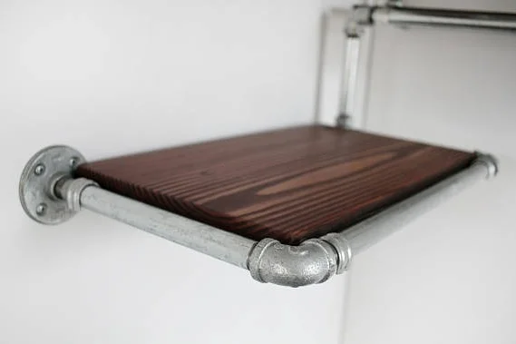 Galvanized pipe corner shelf with reclaimed Douglas Fir