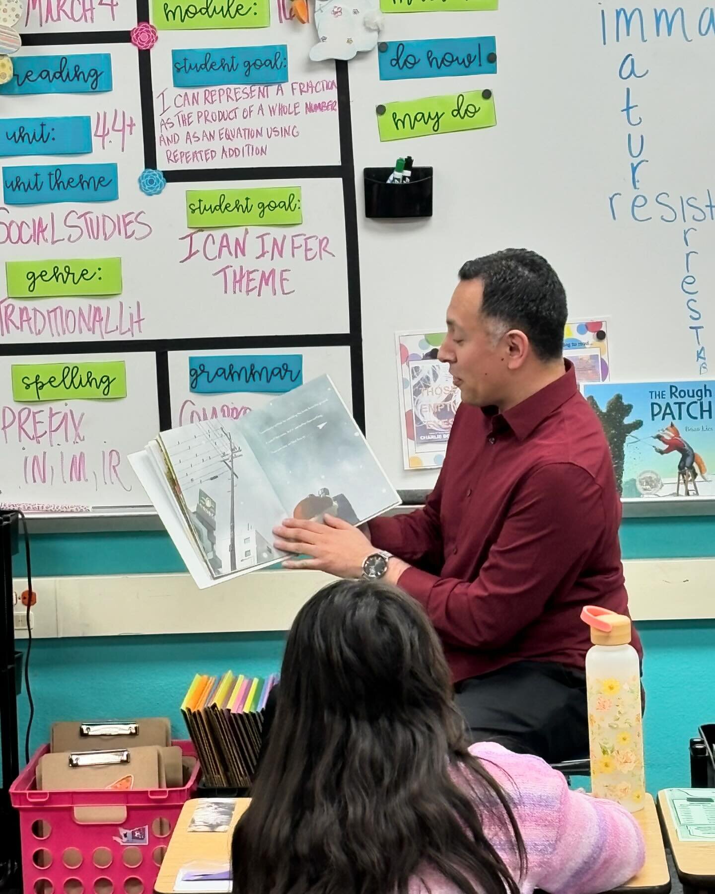 Today was special. I had an invitation to read to students at Sanger Elementary. Little did I know I would be in the classroom of a friend from high school (@renaegdavison) and spending some time with her precious 4th graders. The book we chose was &