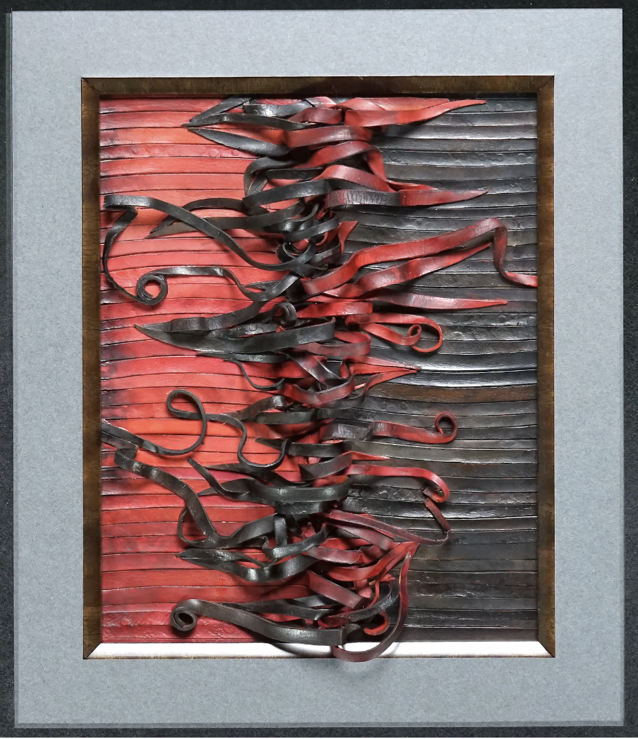 Red and Black, 1970 Leather and suede with leather dyes, diptych, left panel: 8 3/4 x 7 in. (sight); 21 1/2 x 18 1/2 in. framed