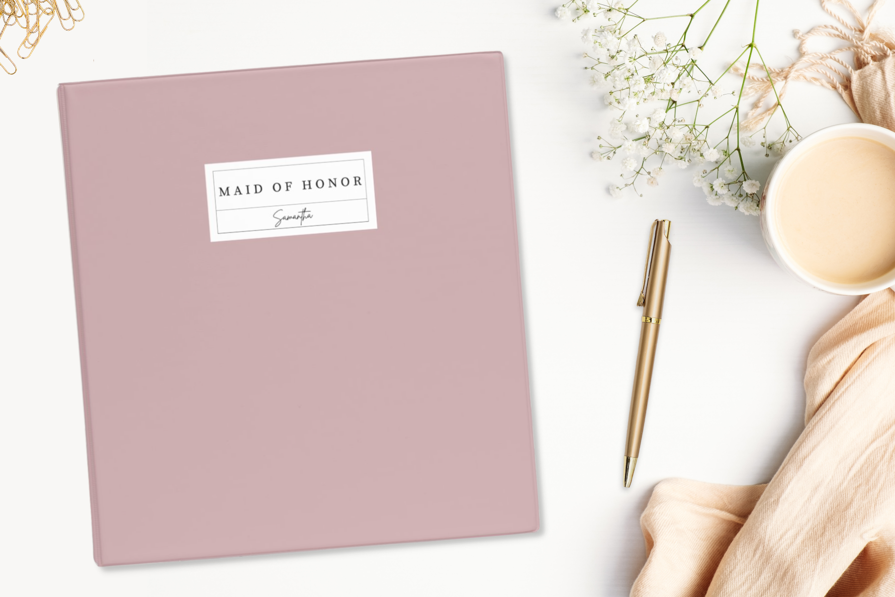 Dusty Rose Maid of Honor Binder