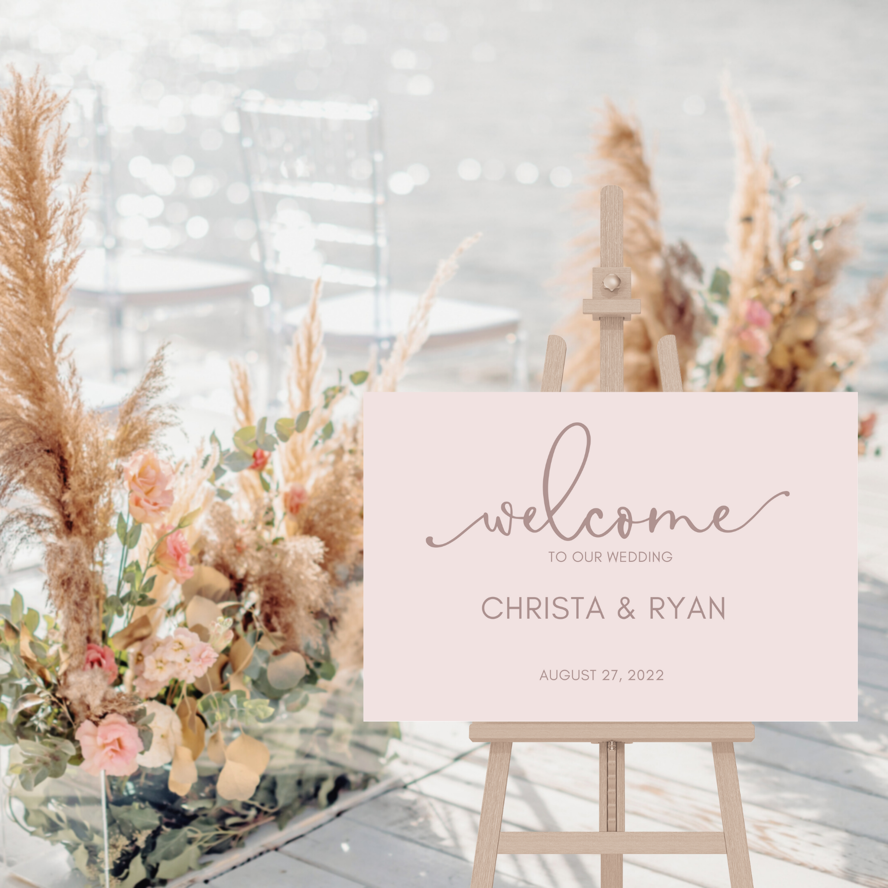 Simple Blush Wedding Welcome Sign
