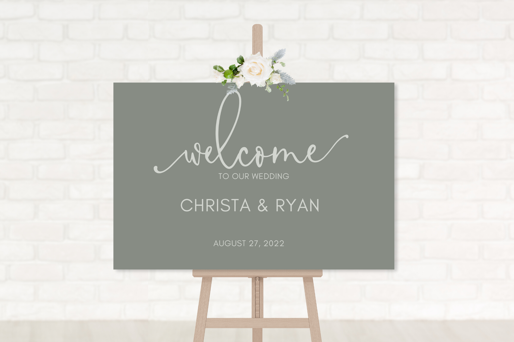 Simple Wedding Sign Mockup - Easel - Welcome - Dusty Blue - Dark.png