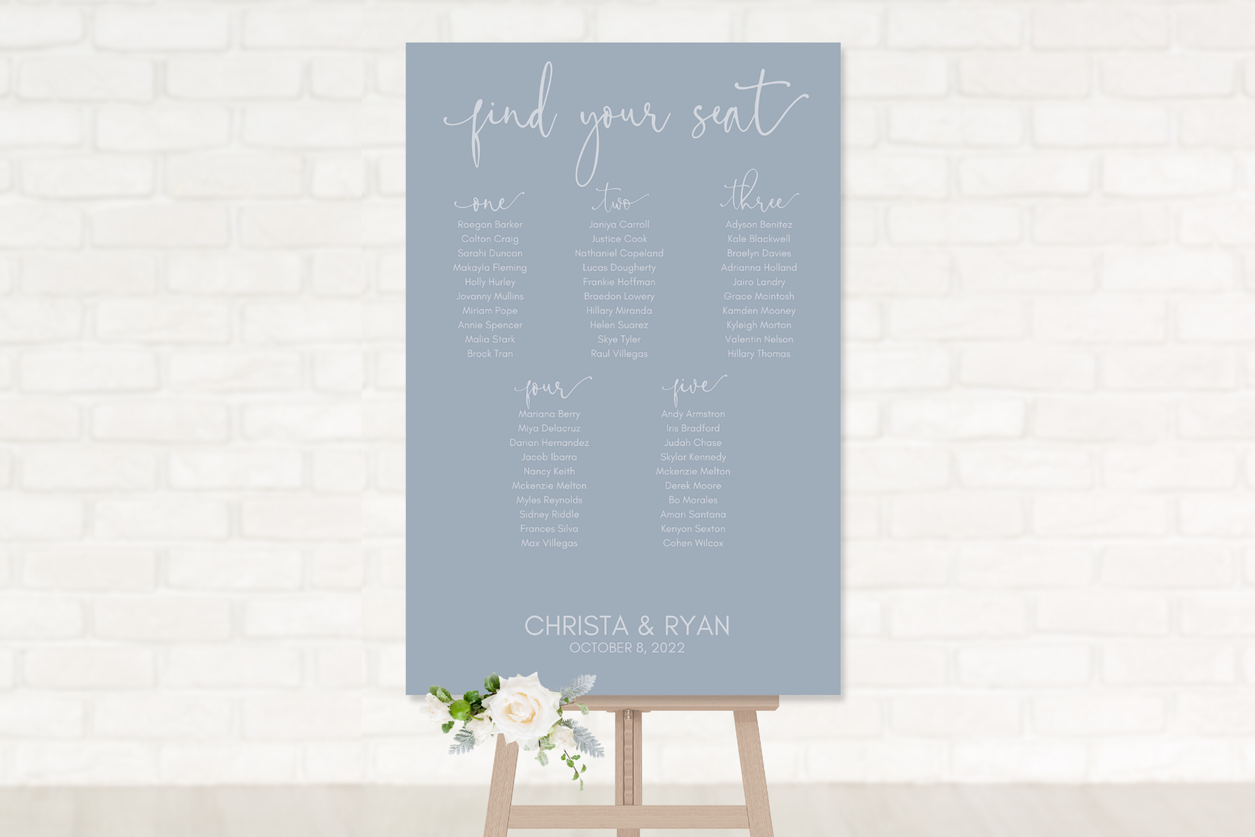 Simple Dusty Blue Seating Chart