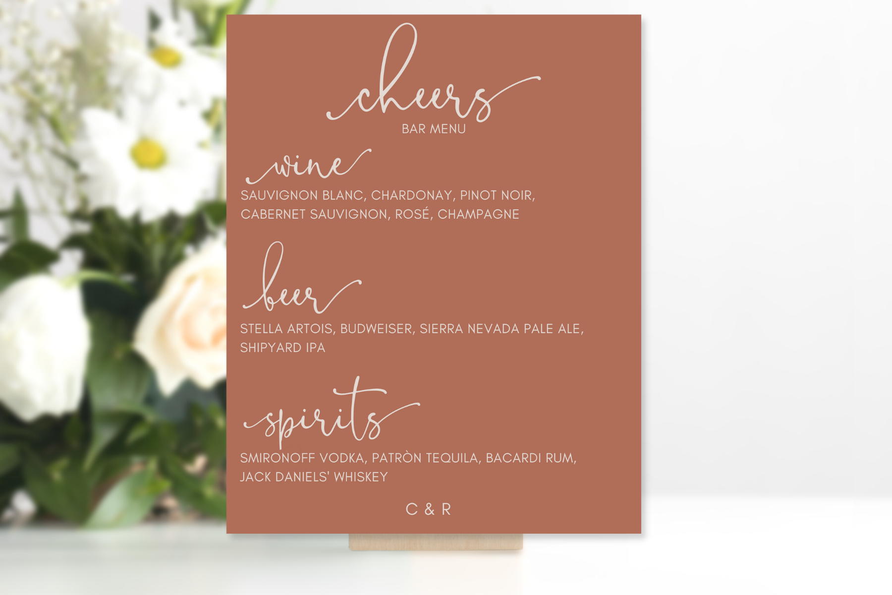 Simple Wedding Sign Mockup - Flowers - Bar Menu.png