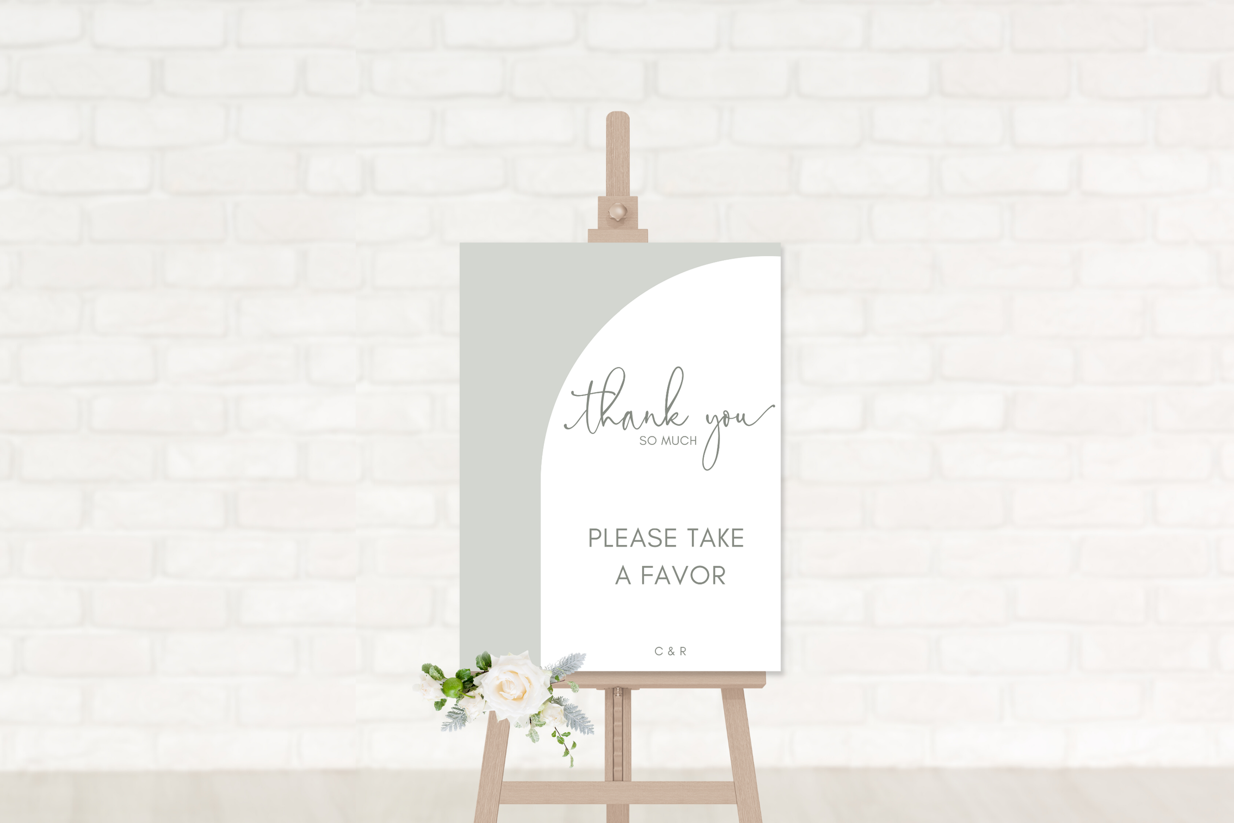 Sage Green Arch Wedding Thank You Favor Sign