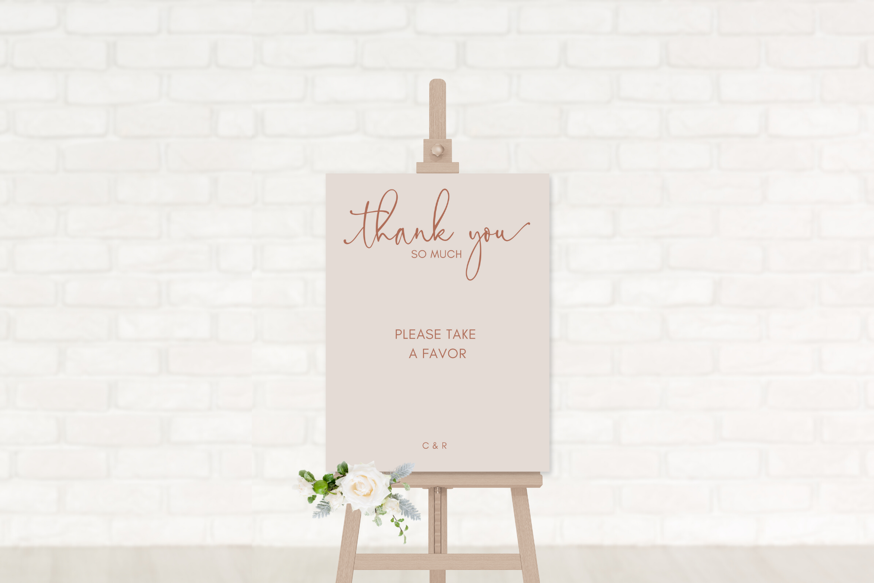 Terracotta Rust Simple Wedding Thank You Favor Sign