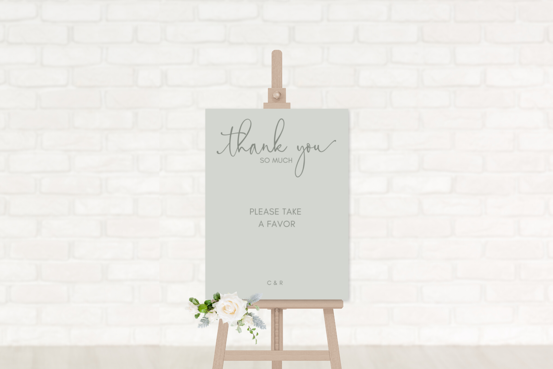 Sage Green Simple Wedding Thank You Favor Sign