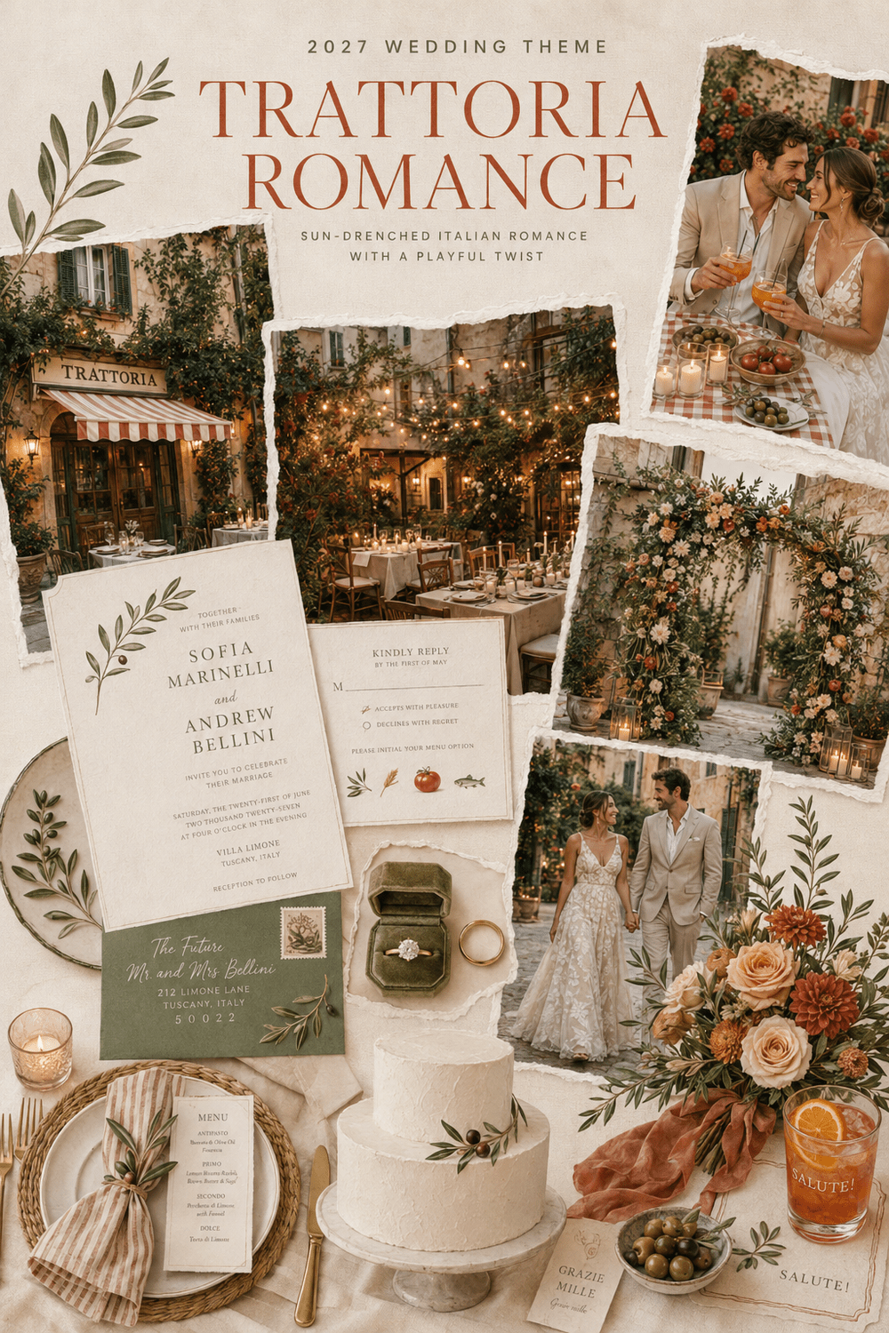 Editorial inspiration featuring an intimate trattoria wedding