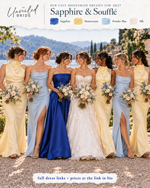 Sapphire & Soufflé: Sapphire blue and butter yellow bridesmaid dresses