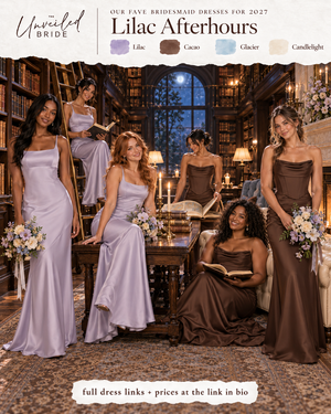 Lilac Afterhours: Dusty lilac and cacao brown bridesmaid dresses