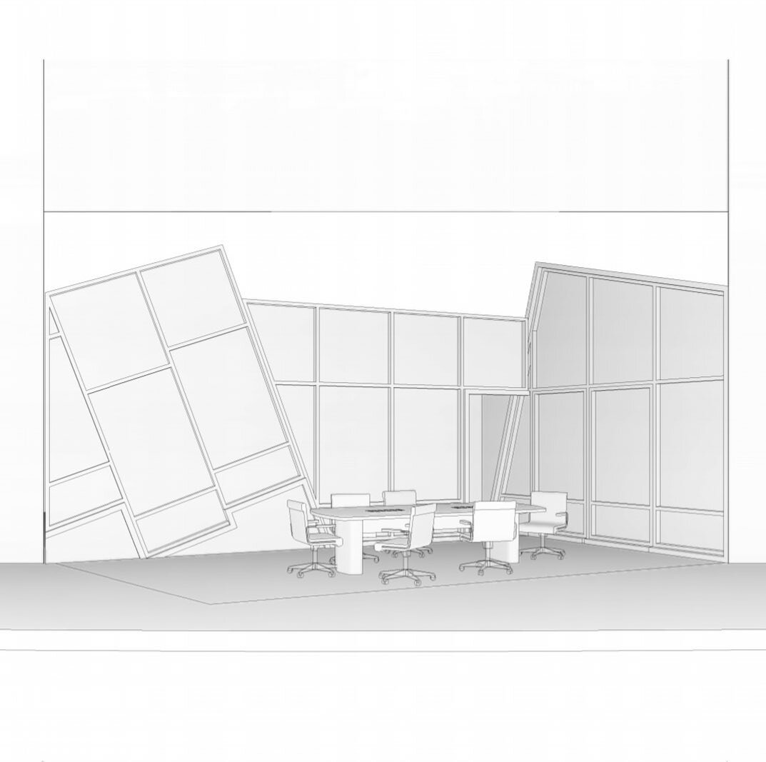 The sketch became a 3D rendering very fast! Moving on to color soon! 

.
.
.
#doyoufeelanger #scenicdesign #officespace #scenic #drafting #3d #revit #theatre 
@ucatheatre