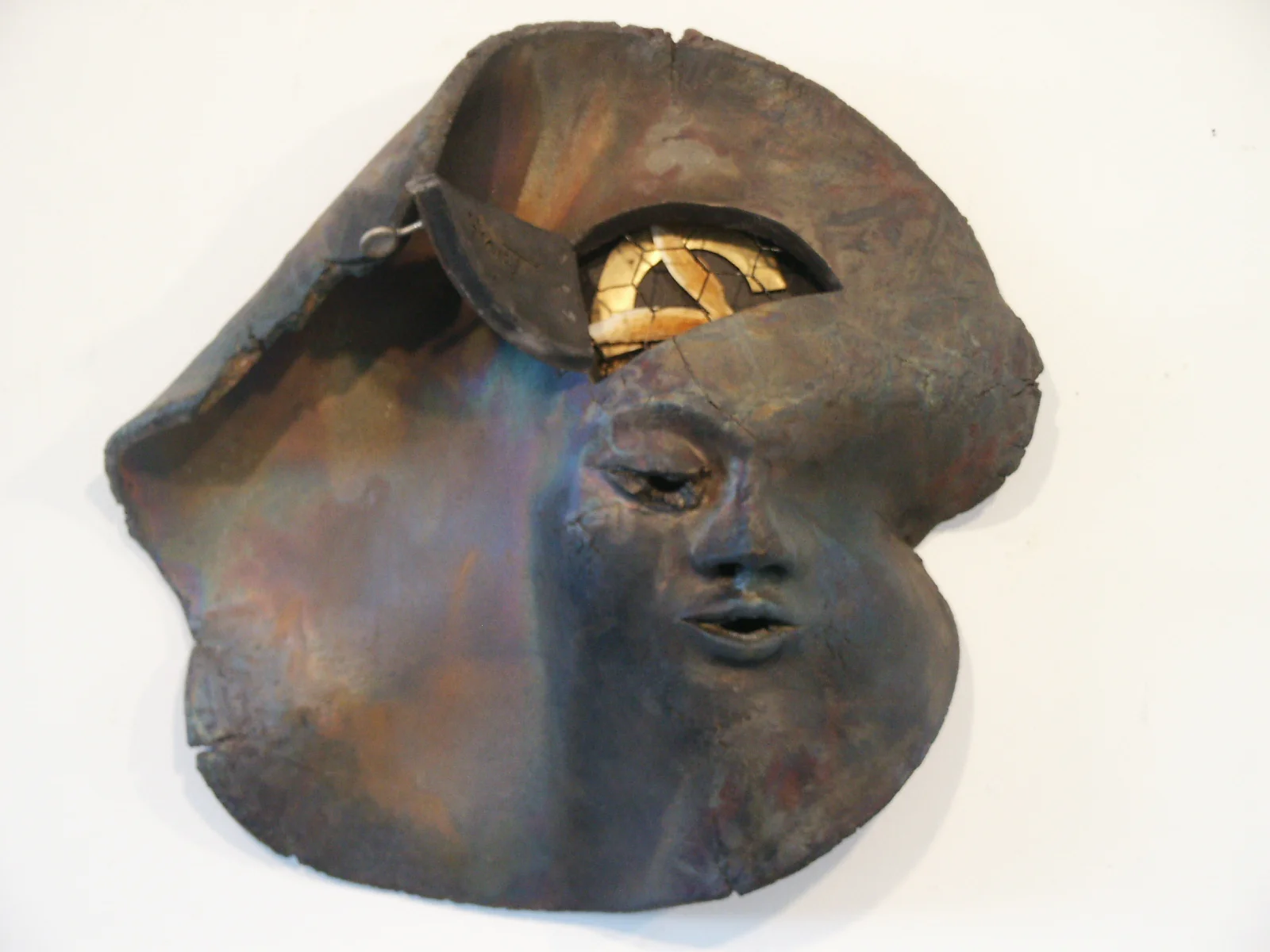 She Loved Yellow (open), raku fired stoneware, 15"x 15"x6"