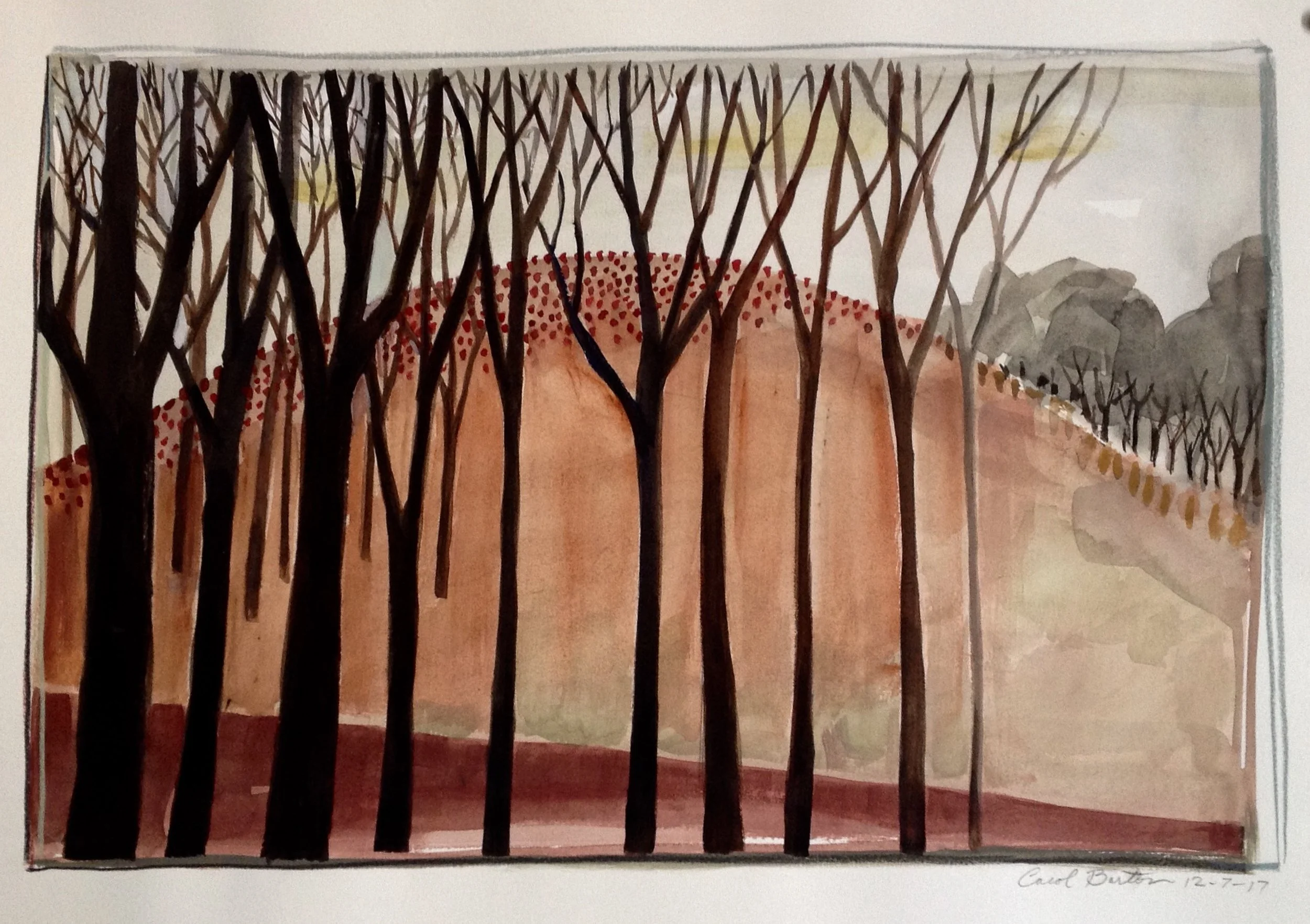 Trees on a Hillside, Autumn