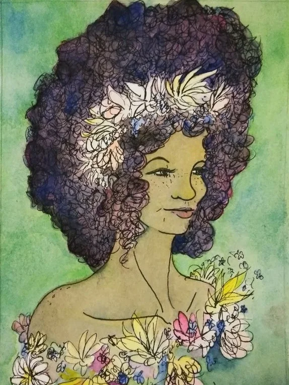   Green   Watercolors, ink  5”x7” 