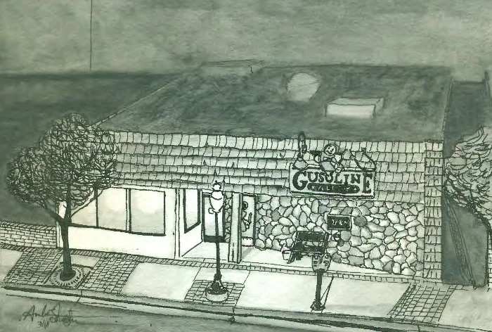   Gusoline Alley   Water soluble graphite, ink  7”x5” 