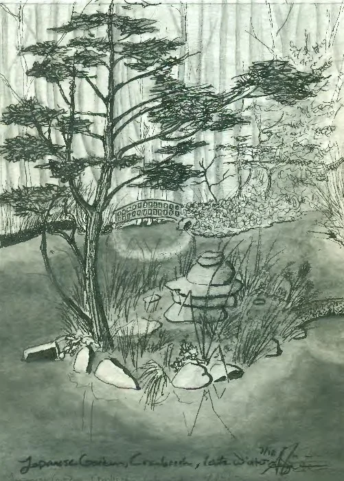   Japanese Garden at Cranbrook   Water soluble graphite, ink  5”x7” 