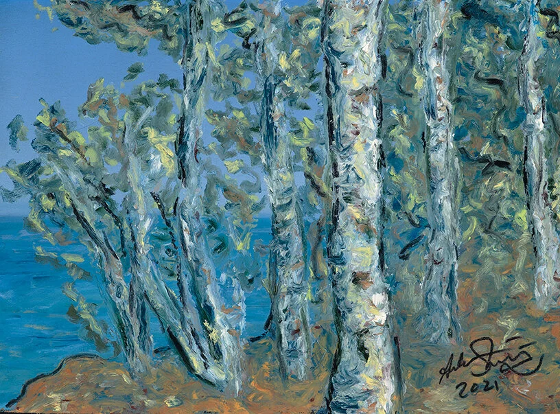   Grand Island North End Study II   Oil pastel on sanded paper  7”x5” 