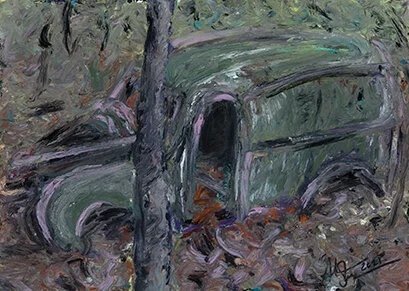   An Old Car at Stormer Camp   Oil pastel on sanded paper  7”x5” 