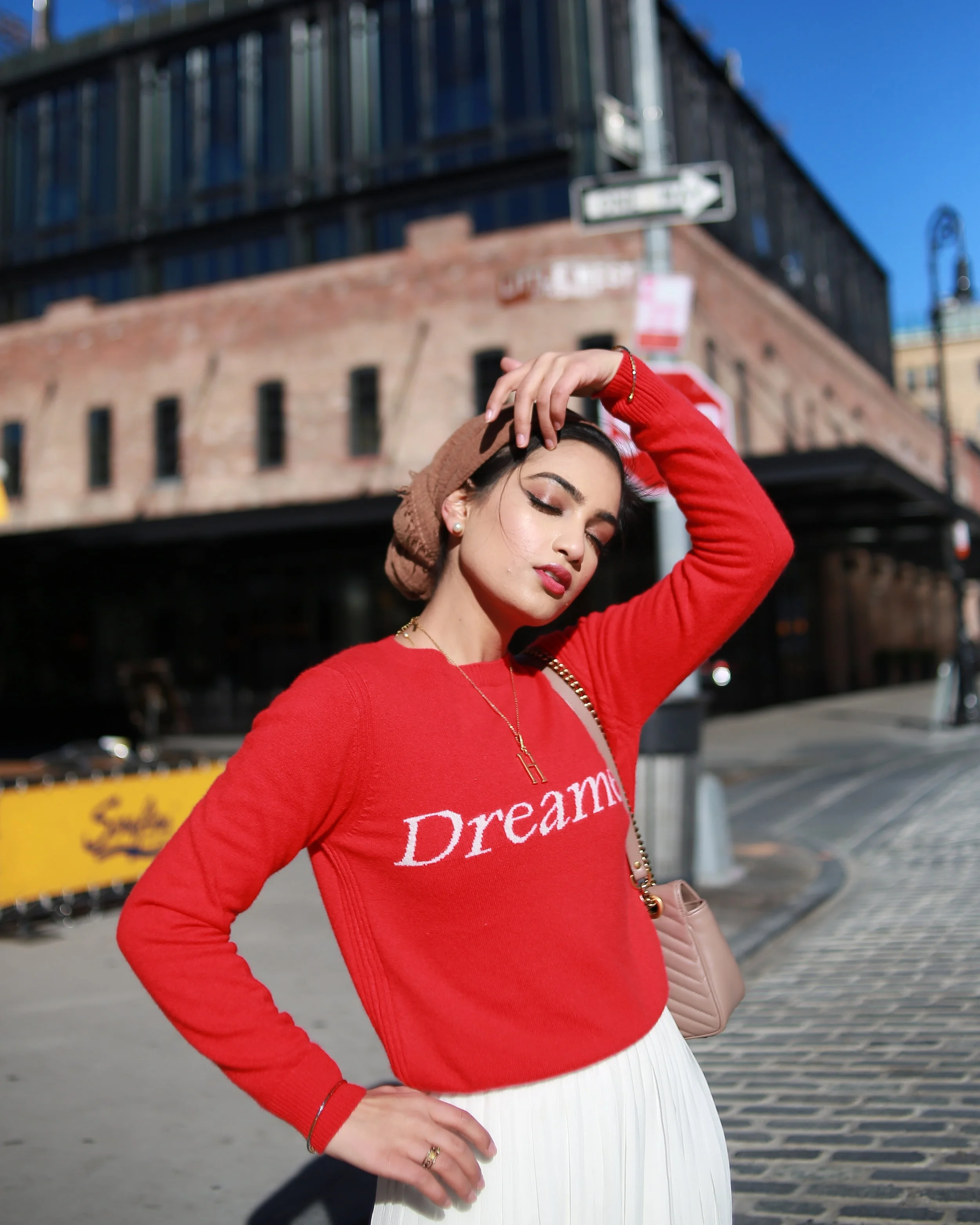 Hajra from @hajra_aaa styles a cashmere sweater by our client W. Cashmere .