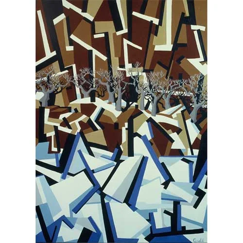 Ice Jam (Nyack): acrylic on canvas, 24"x36"