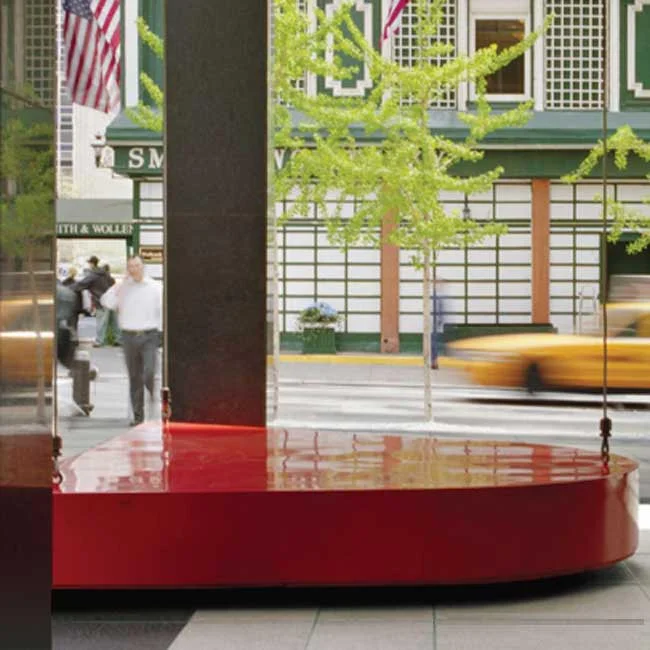 Big red swing, NYC: painted steel & cable 1'6"x8'x10'