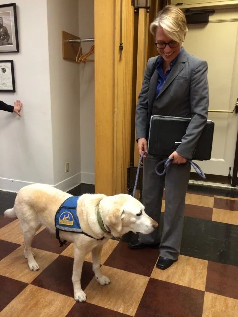 Photo: Ellie and Paige at the King County Courthouse in Seattle.
