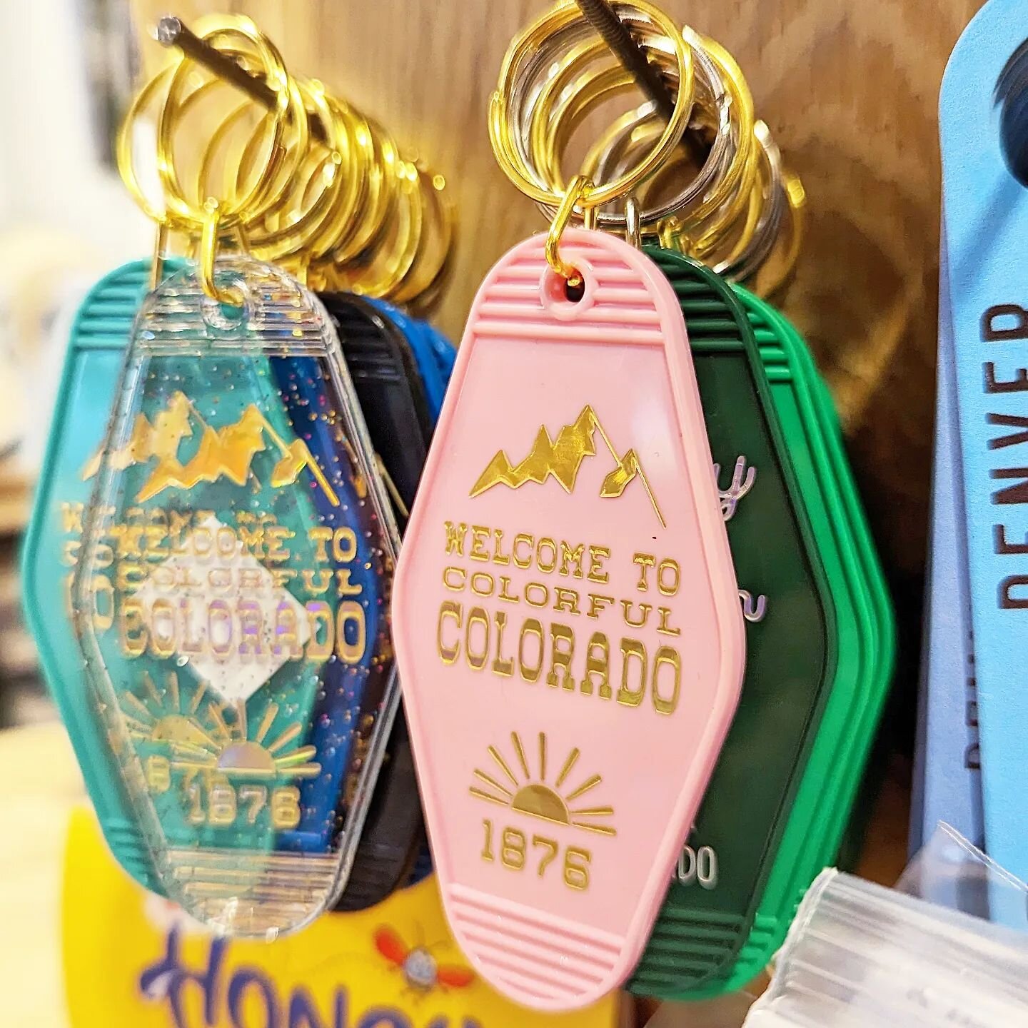 Motel style Colorado themed keychains. Locally designed by @me__eka our store manager!

#iheartdenverstore #keychains #colorado #motelkeychain #vintage #denverstore #localstuff #keepsakes #giftideas