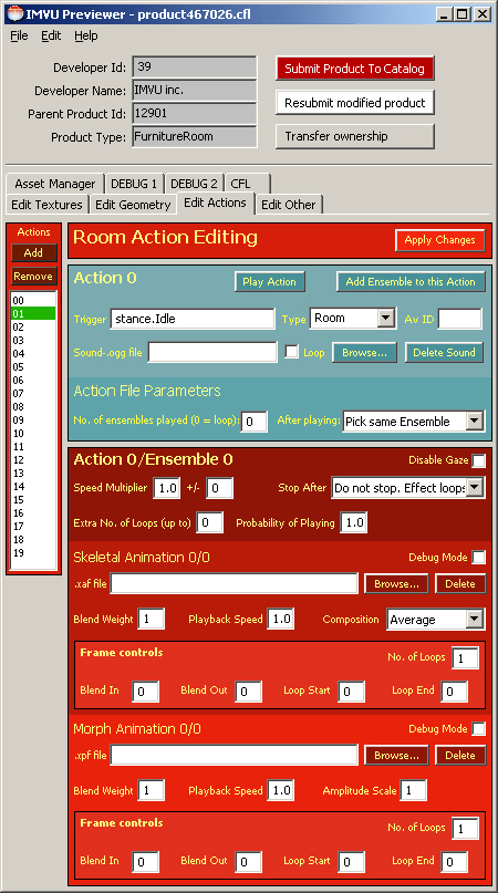 Actions Layout