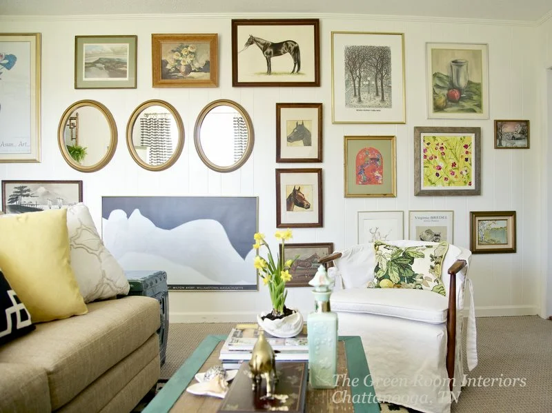 My family room (above) is the only room in my house I painted white. It has a southern exposure and it is bathed in light all day long! The paint color I used is Benjamin Moore Moonlight White. It has just enough yellow in it to keep it from going cold.