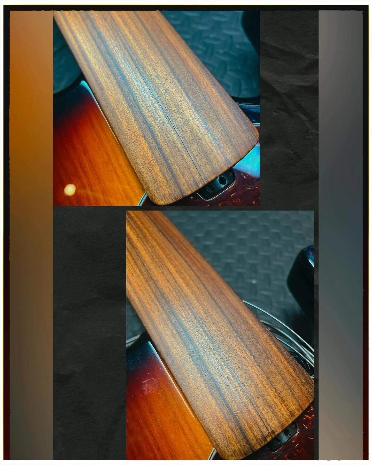 That fretless Stingray Bass that was on a few days back needed a setup and a little wiring attention, but when it was on the bench, I discovered a crack running down the end of the fretboard 😱 

No need to fret though (pun intended) it was checked f