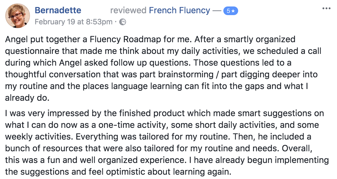 Learn French Angel Pretot Roadmap to Fluency testimonial - Bernadette.png