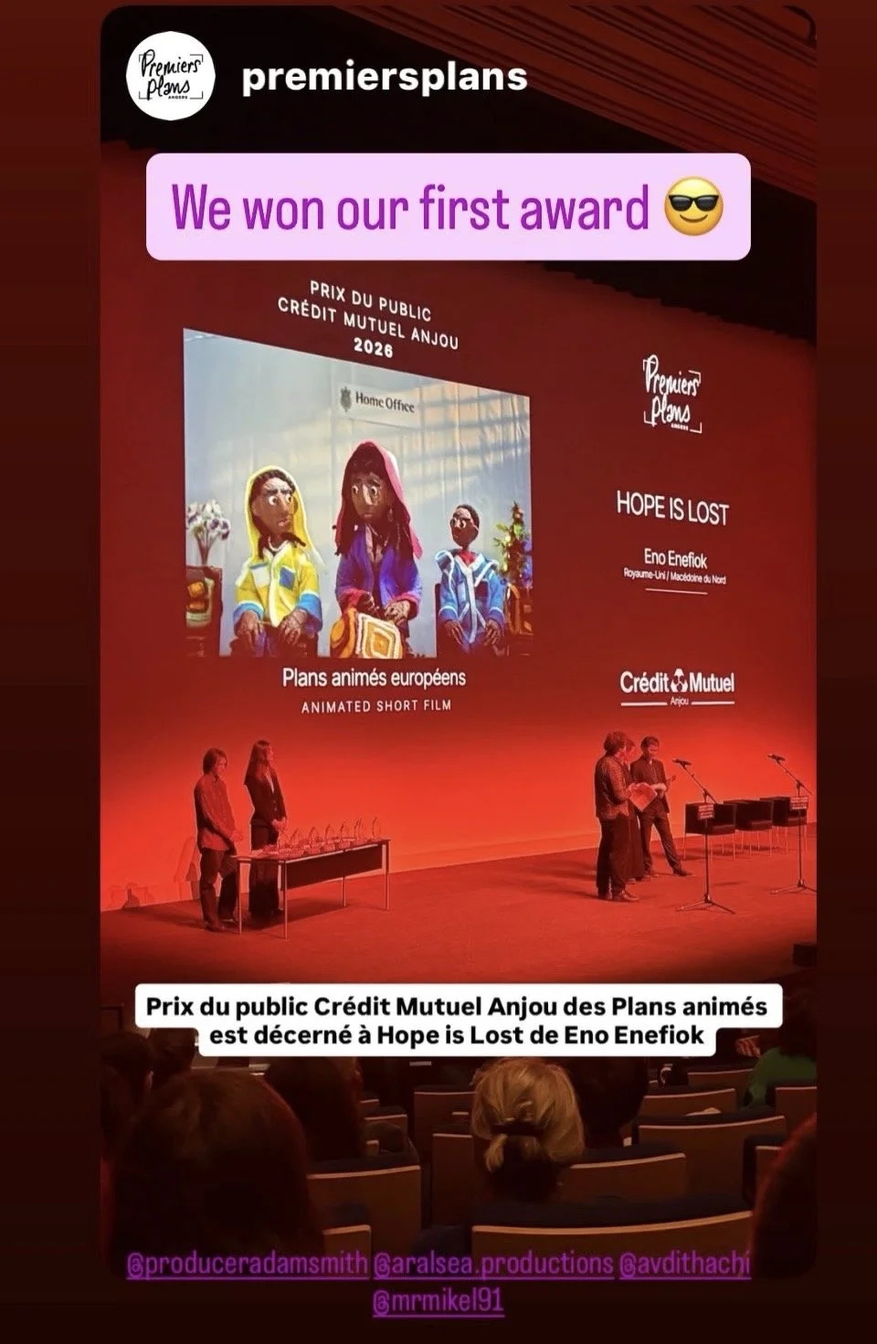 Hope is Lost wins award at Premiers Plans