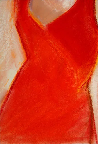  Red Dress      16"w x 18.5"h      framed pastel   2006 