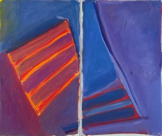  Summer Chairs 30"h x 48"w oil on paper . diptych .   2005. in private collection 