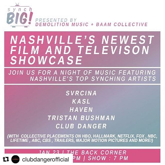 #Repost @clubdangerofficial with @get_repost
・・・
Nashville: We&rsquo;re leaving the studio for a few hours. And joining the club. This is going to rule. Testing out some new songs and sharing the stage with some of the coolest artists we know. Free s