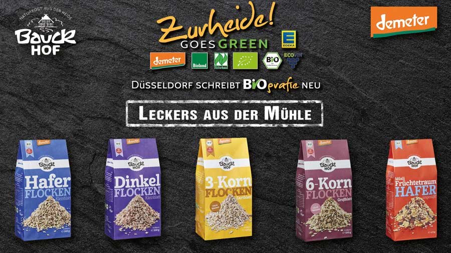   GENUSS OHNE GLUTEN?  Bei  Demeter  &amp;  Bauckhof  kein Problem! Wählt unter Wunderbrød, Bio-Falafeln, Hafer-, Dinkel- und Mehr-Korn-Flocken oder schwelgt in veganen Früchte-Träumen.  Müsli-Magie pur – im Messe-Zeitraum bis 19 Uhr!  