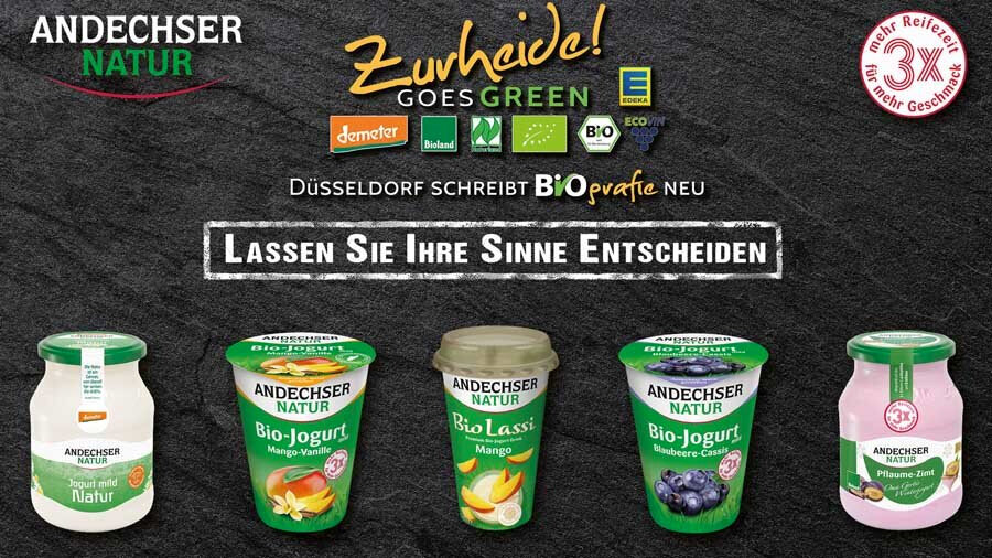   EINE MARKE FÜR SICH  sind die Bio-Jogurts von Andechser: Wurde doch die Molkerei Scheitz unlängst mit dem Deutschen Nachhaltigkeitspreis prämiert! Den gesunden Genuss-Kulturen L.acidophilus &amp; B.Bifidum gönnt man 3-fach mehr Zeit zu wachsen.  Re