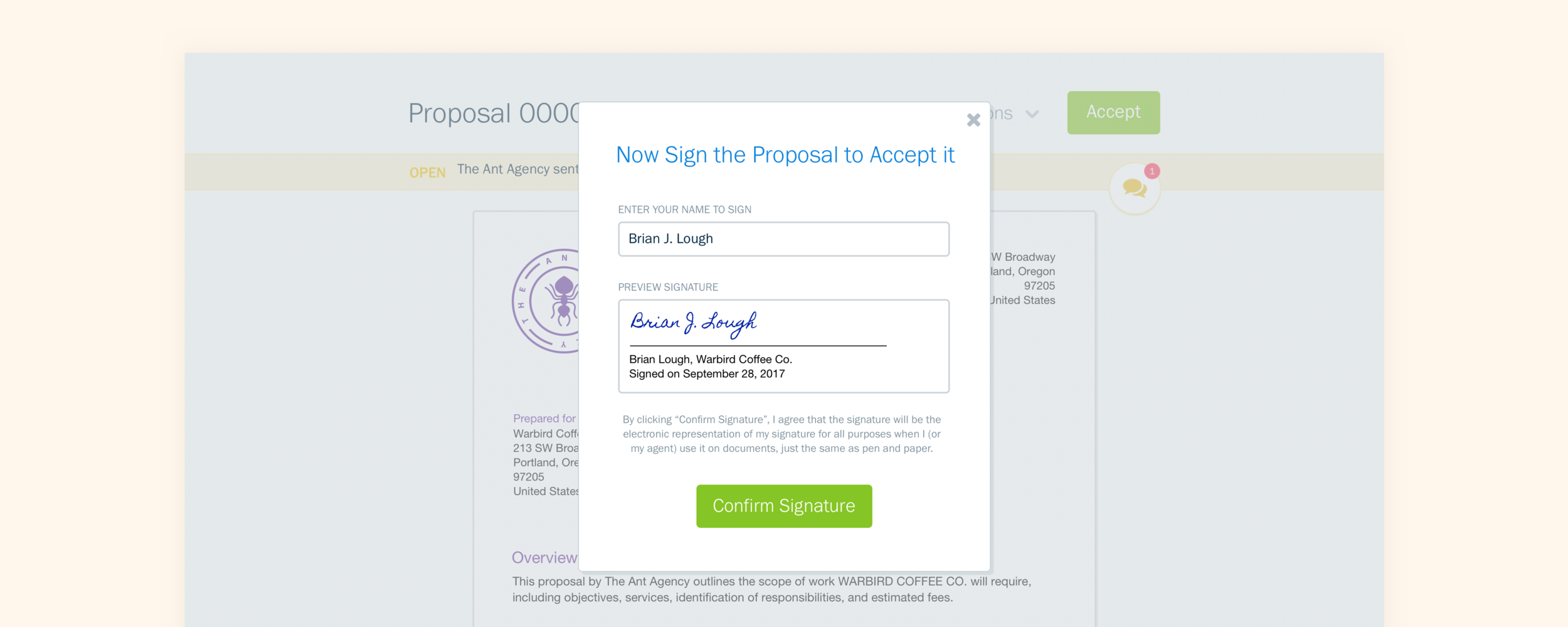  We also added the ability for clients to electronically sign proposals, which saves our customers a lot of time 