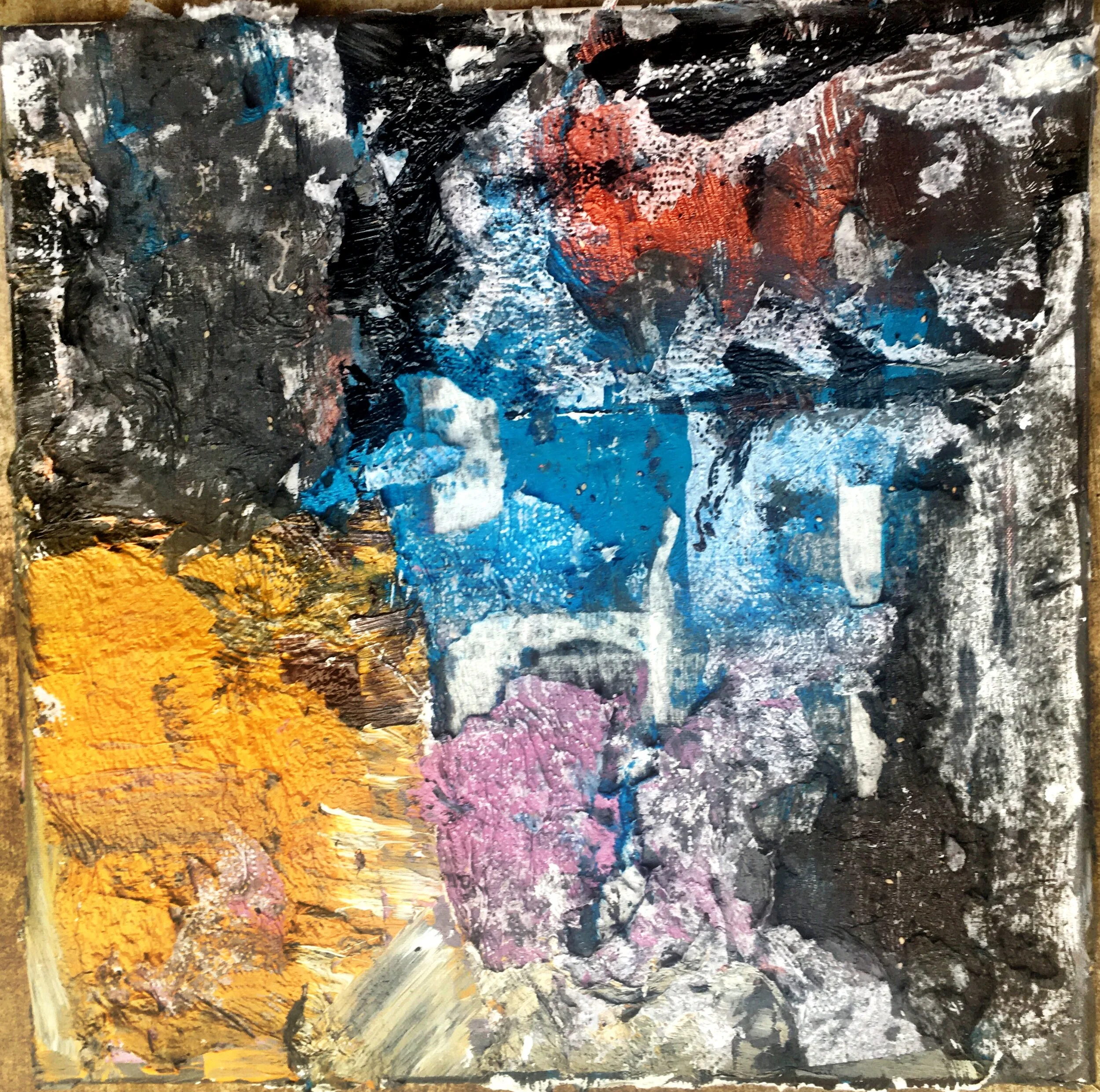 New Work:  WHERE YOU GO, I GO - 16 X 16 SESAME SEED, GRAY SALT, PAPER, AND ACRYLIC ON CANVAS